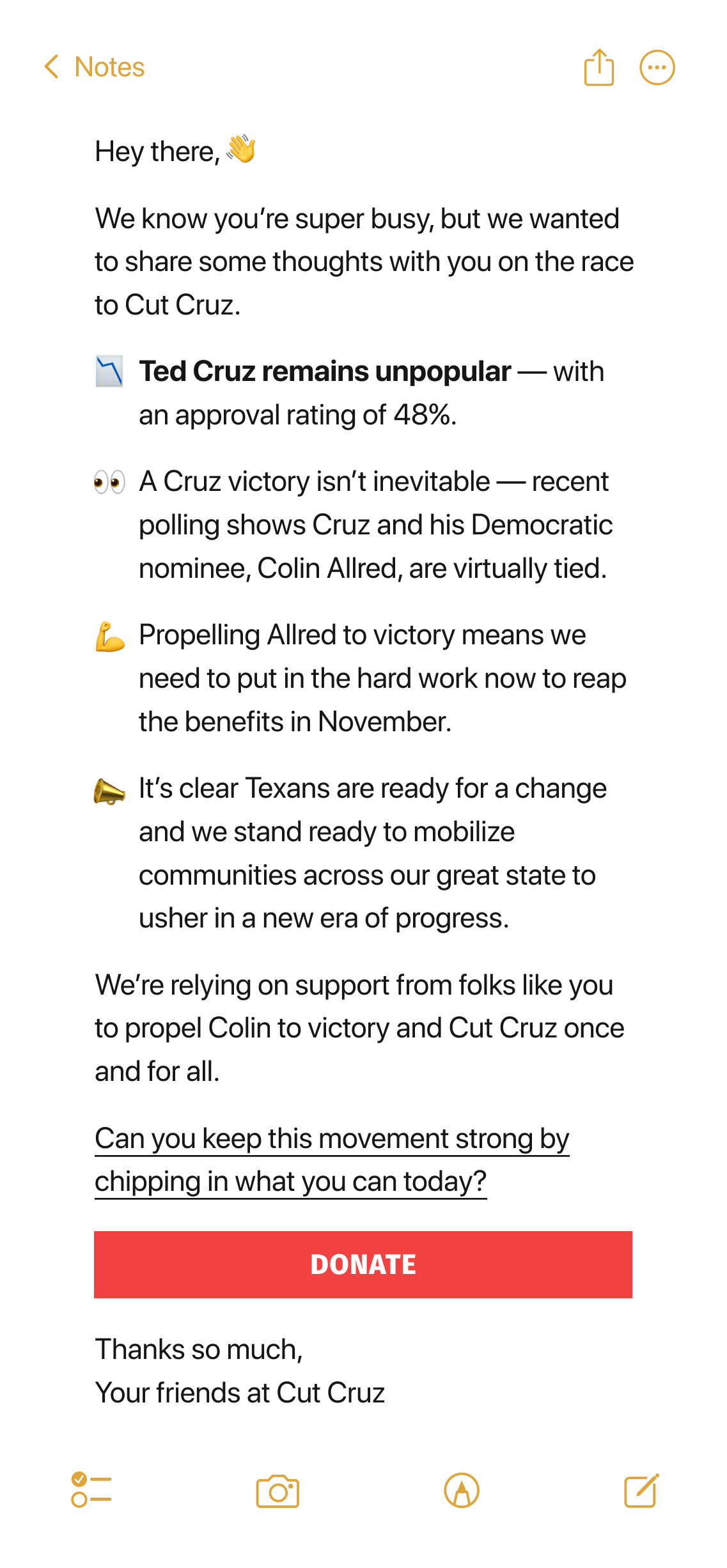 Hey there, we know you're super busy, but we wanted to share some thoughts with you on the race to Cut Cruz now that the primary is over!