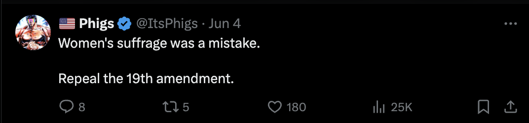 The replies to Ted's photo op have been less than great to say the least with many calling for the complete repeal of the 19th Amendment.